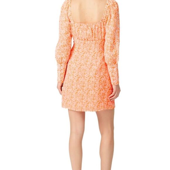 The East Order Orange White Peaches Bohemian Mini Dress Size XS - Picture 3 of 16